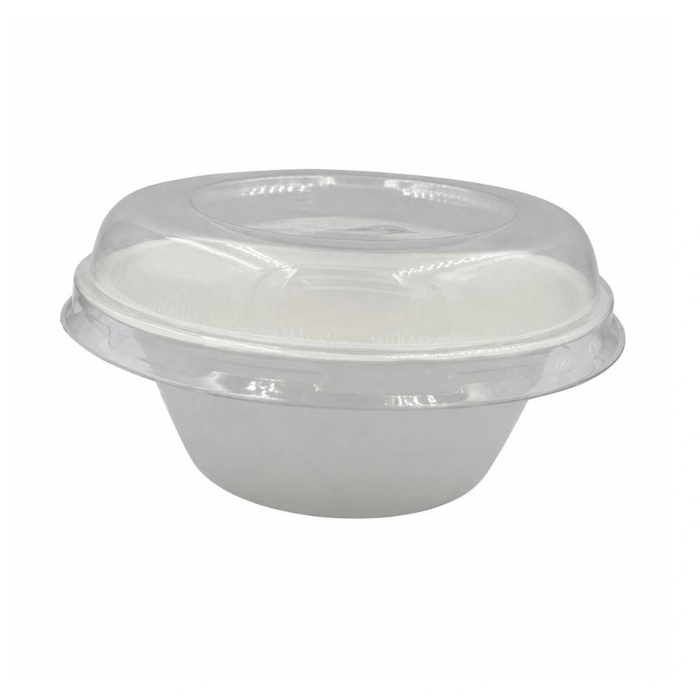 Sugarcane Biodegradable Round Bowl with Lid 250ml (50 Pack)